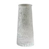 Glass Flower Vase(8.8*20CM) in a textured clear glass design, perfect for floral arrangements.